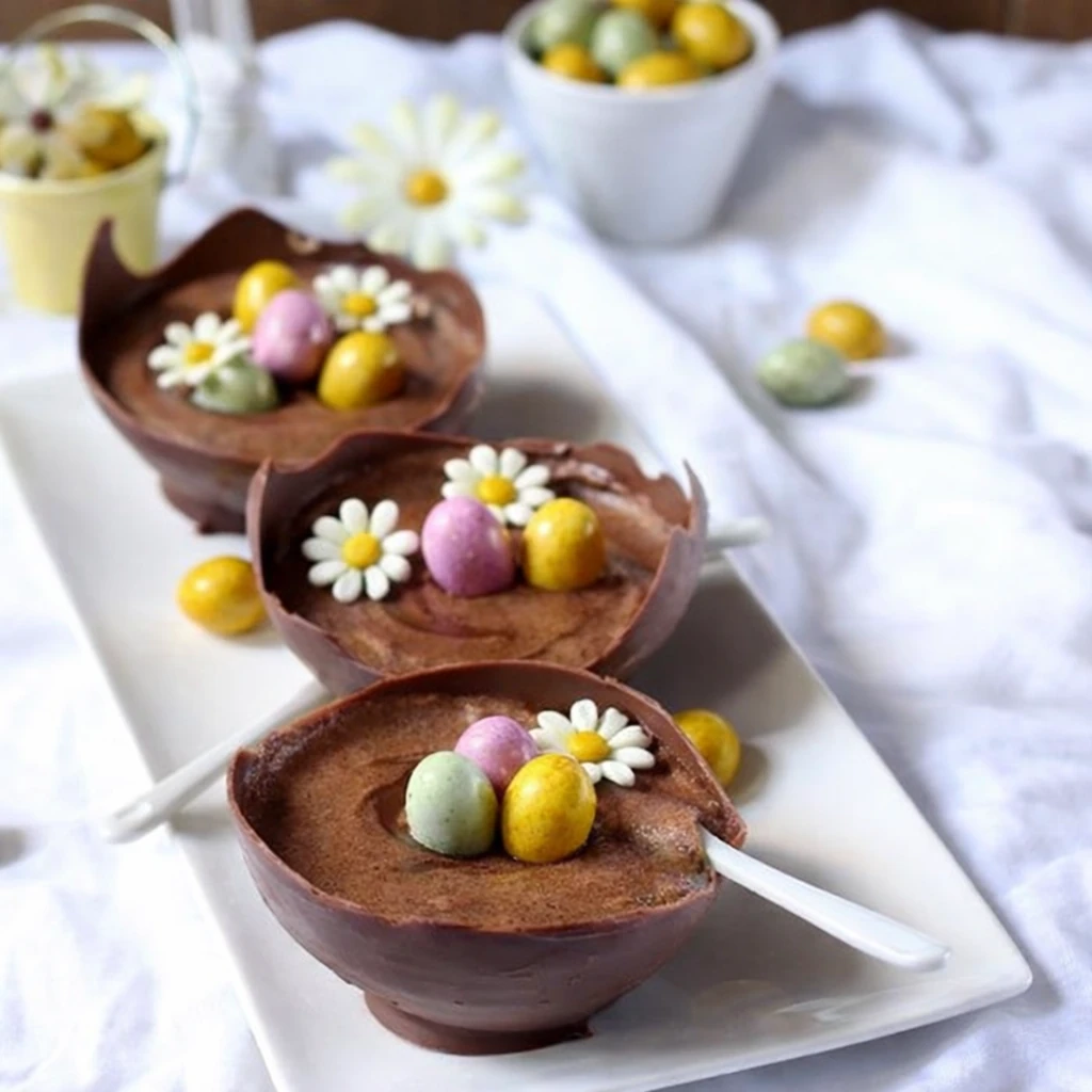 Nids de Pâques mousse chocolat