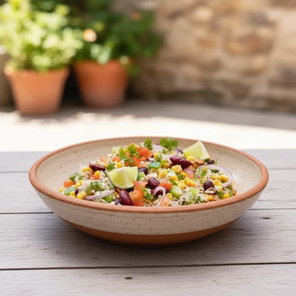 Salade de riz mexicaine fraîche et colorée 4 Salade de riz mexicaine