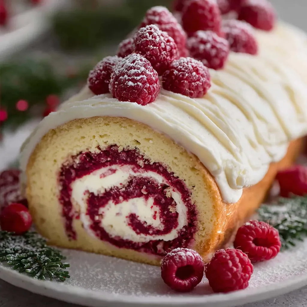 Bûche de Noël framboises