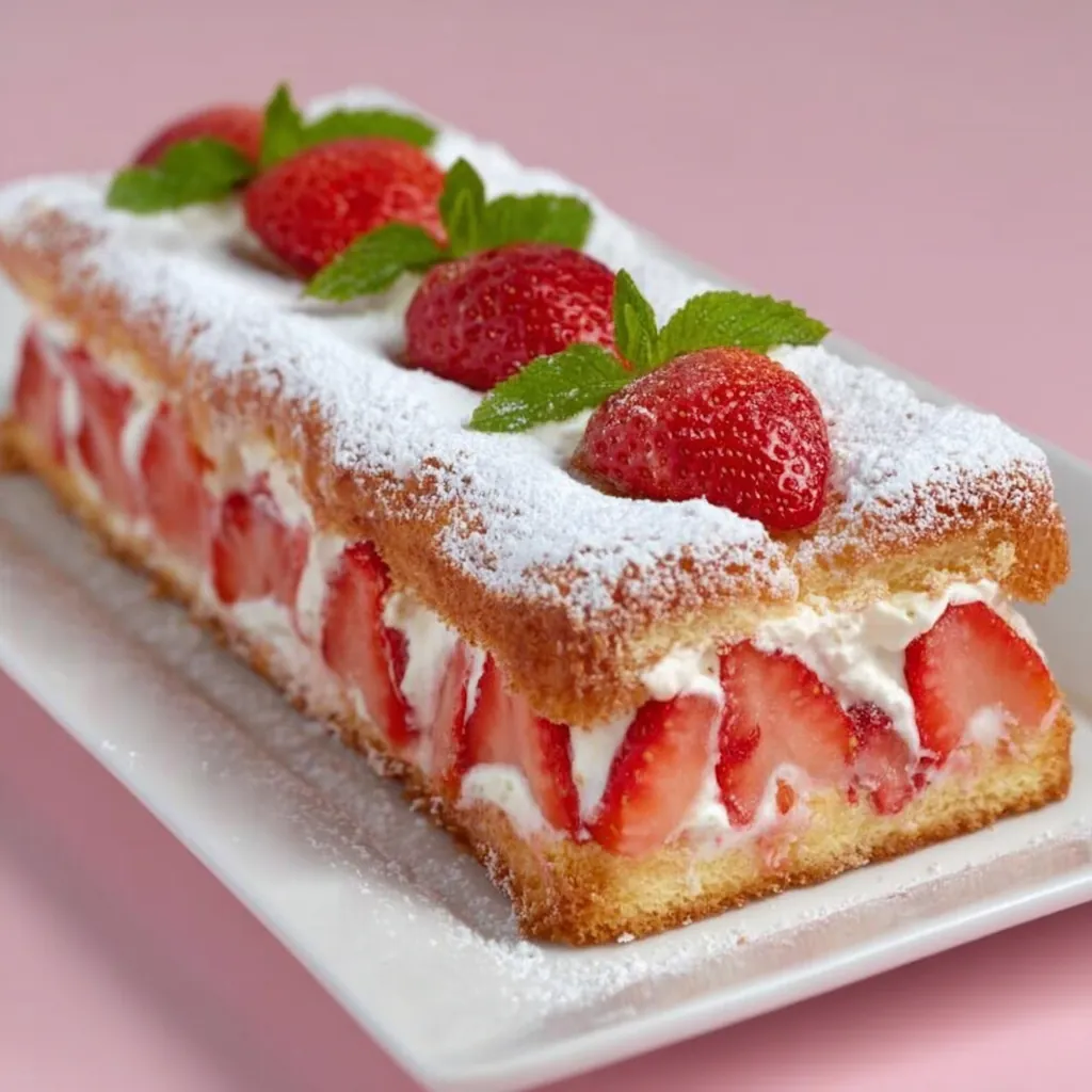 Fraisier biscuits roses