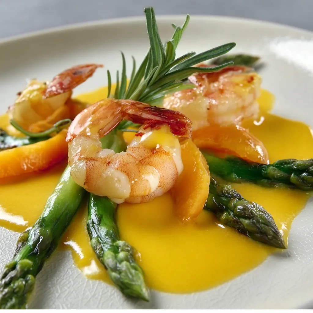 Fricassée asperges crevettes