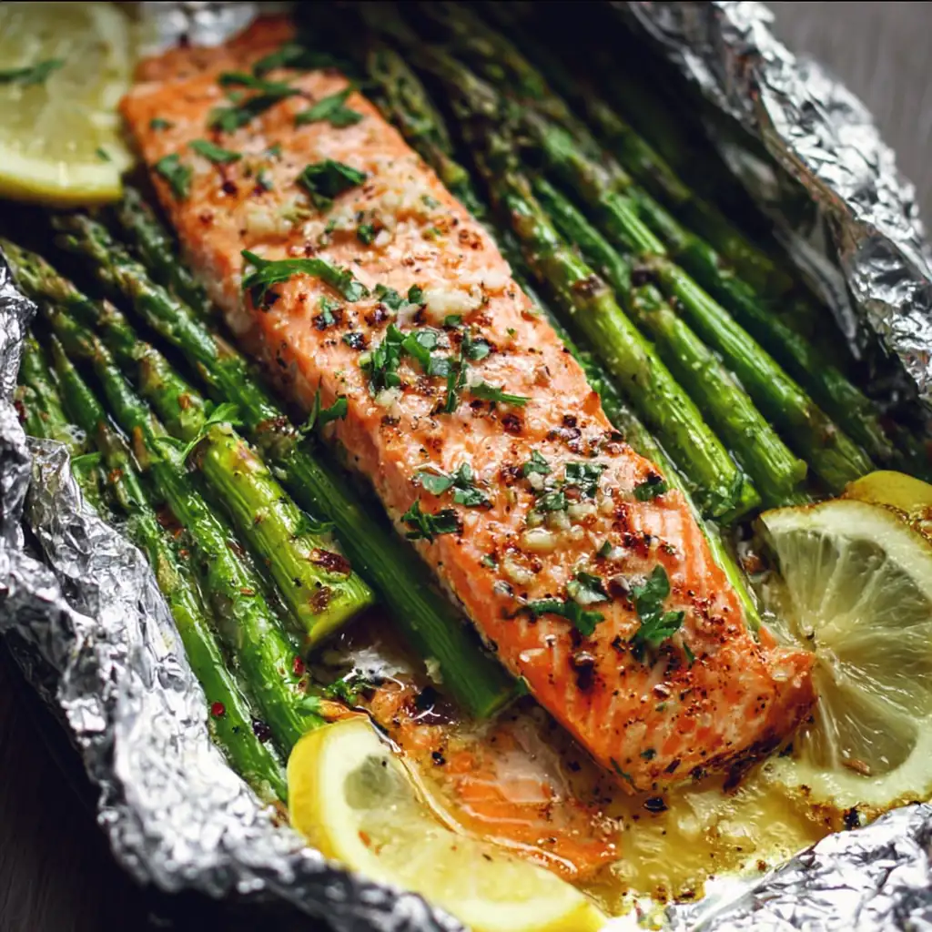 Papillote de saumon asperges