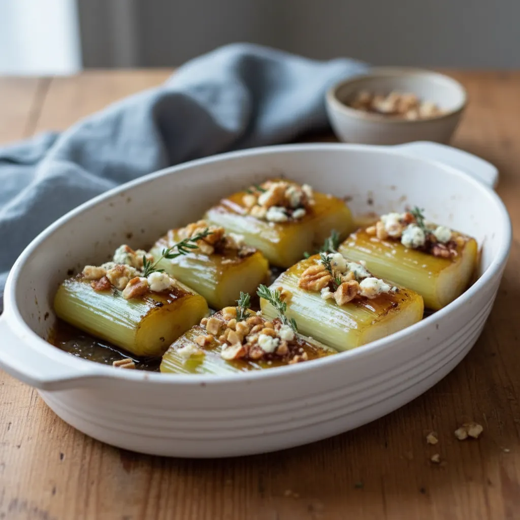 Poireaux rôtis miel moutarde