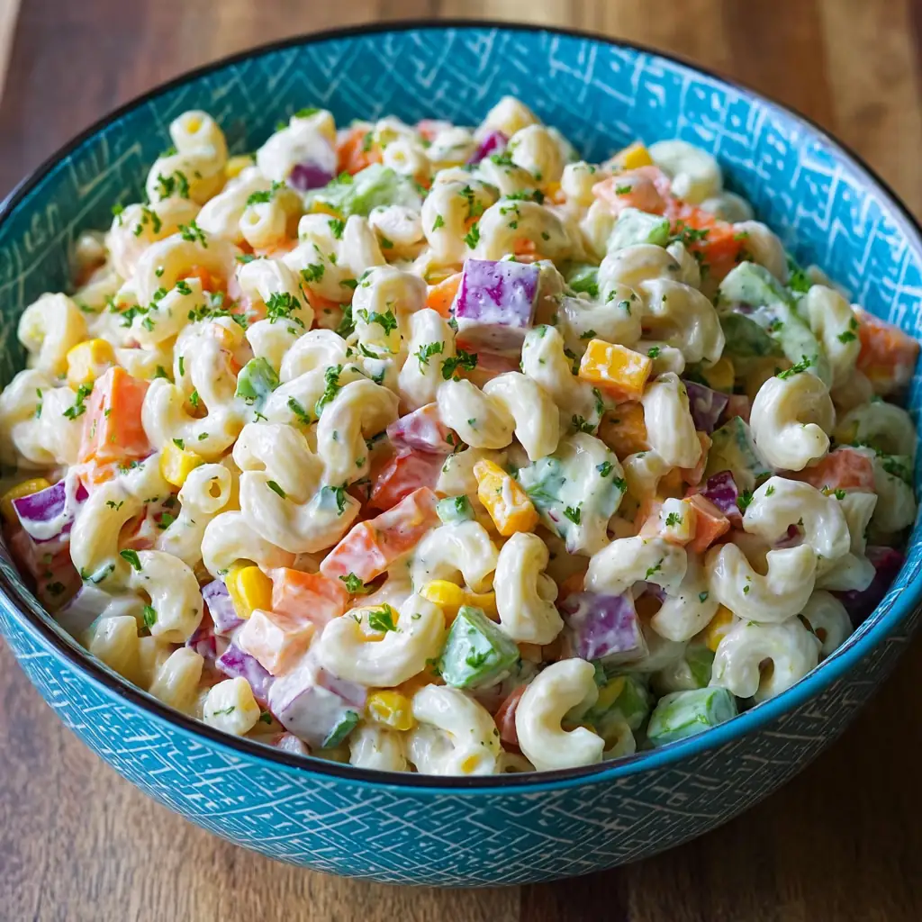 Salade de macaroni colorée facile