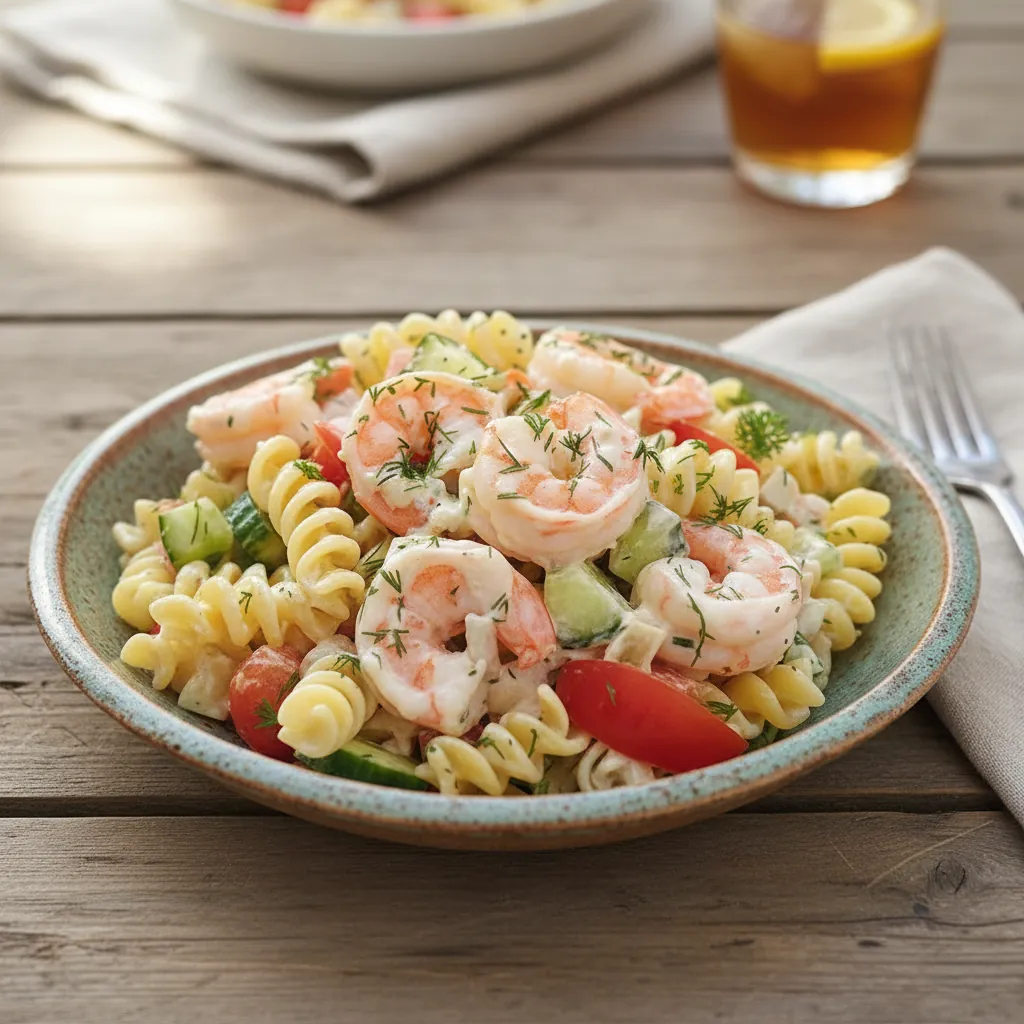 Salade de pâtes océane fraîche et gourmande aux crevettes 4 Salade de pâtes océane