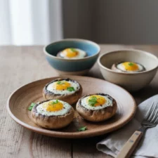 Champignons farcis aux œufs de caille