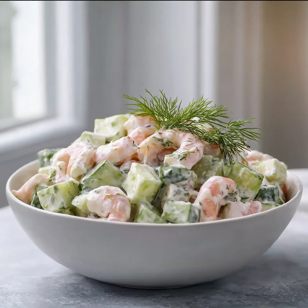 Salade concombre crevettes