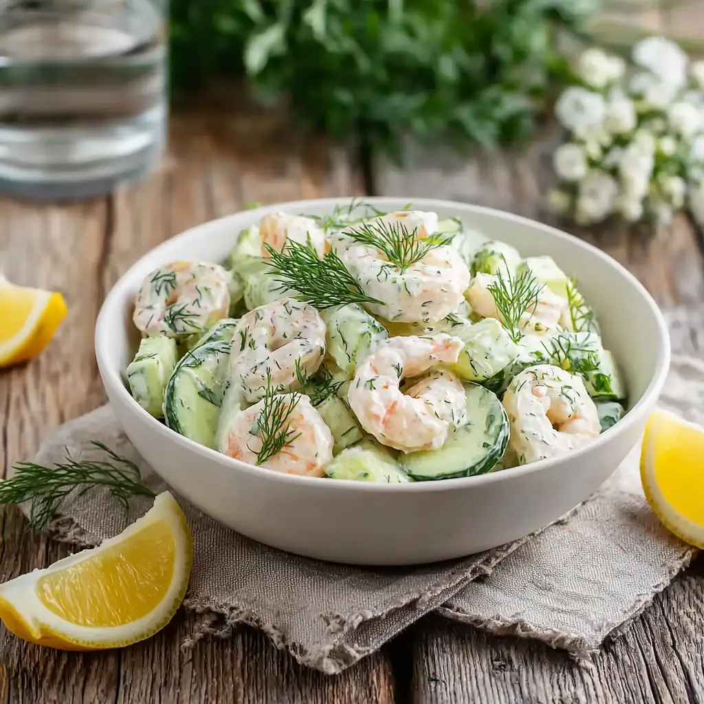 Salade concombre crevettes