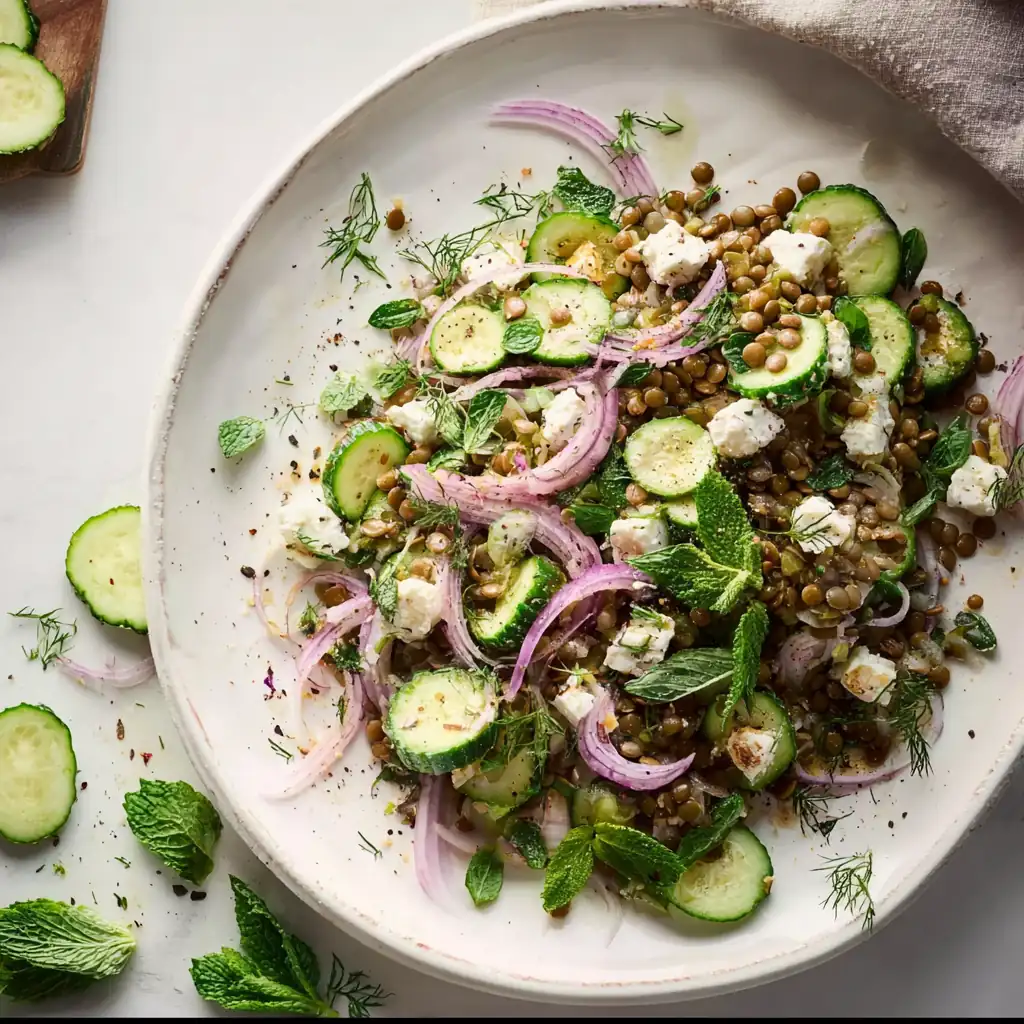 Salade lentilles menthe