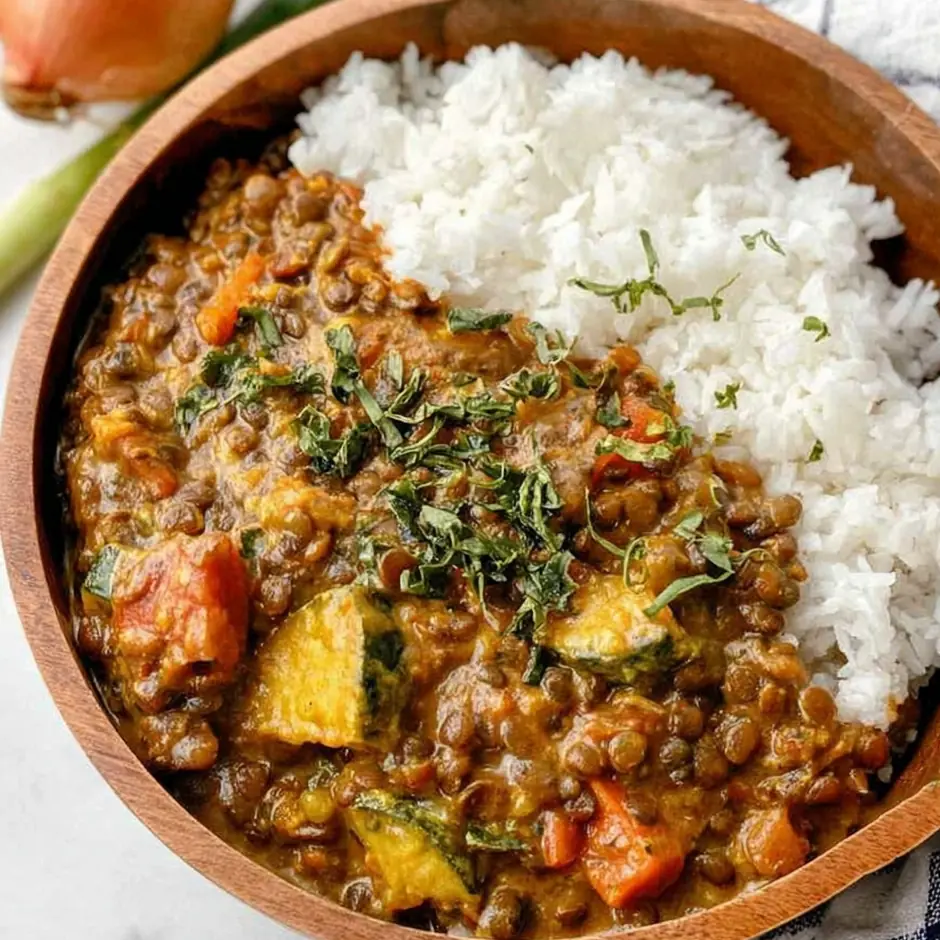 Curry de lentilles vertes