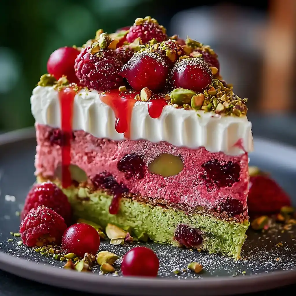 Gâteau pistache-framboise