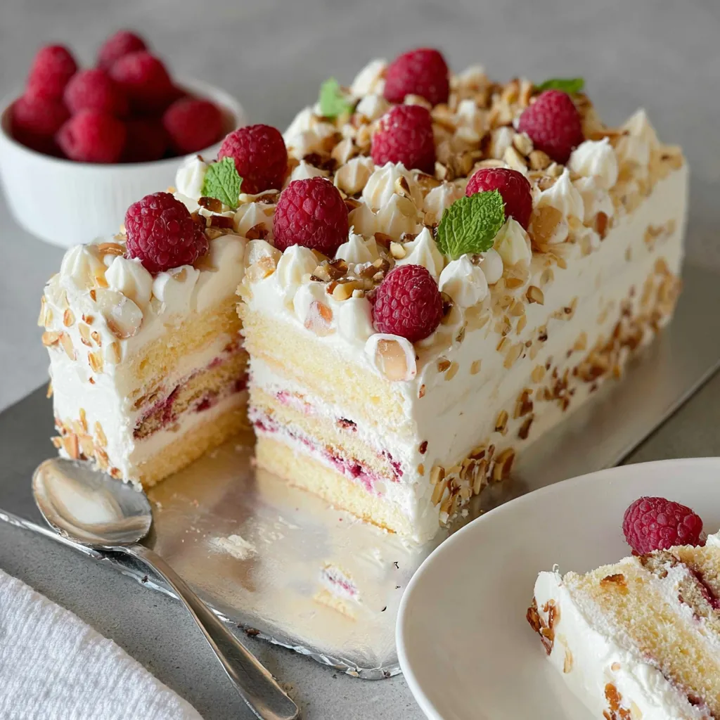Gâteau sans cuisson framboises
