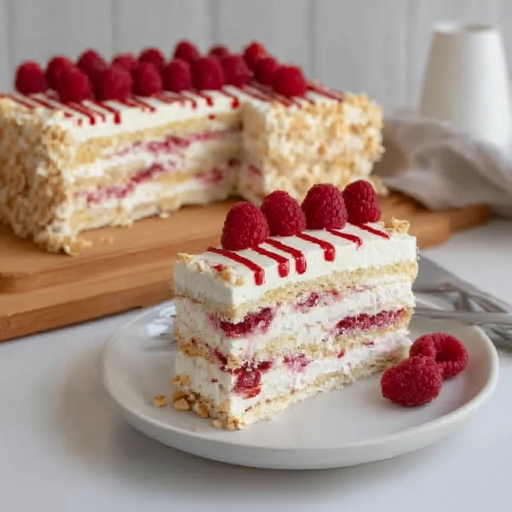 Lasagne chocolat blanc framboise