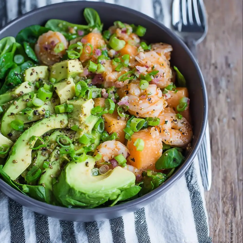 Salade melon crevettes avocat