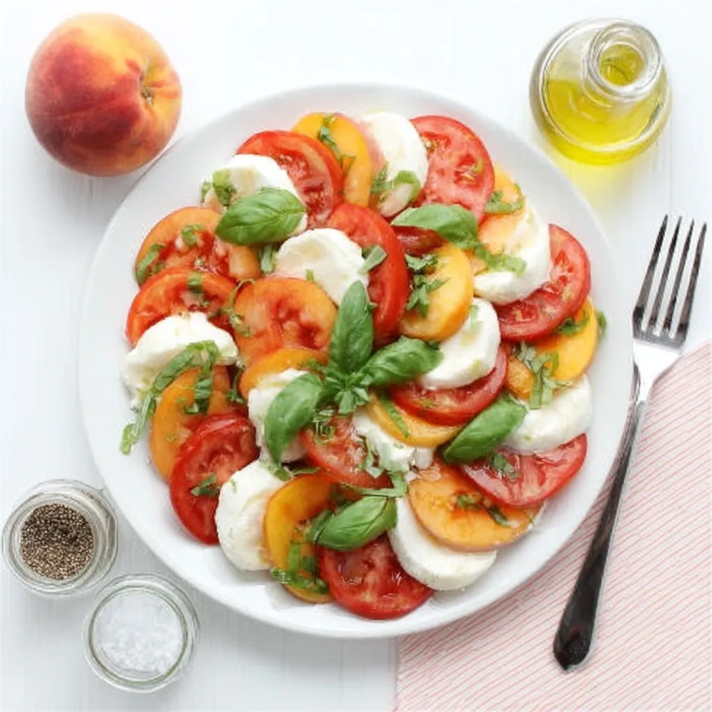 Salade pêches tomates mozzarella