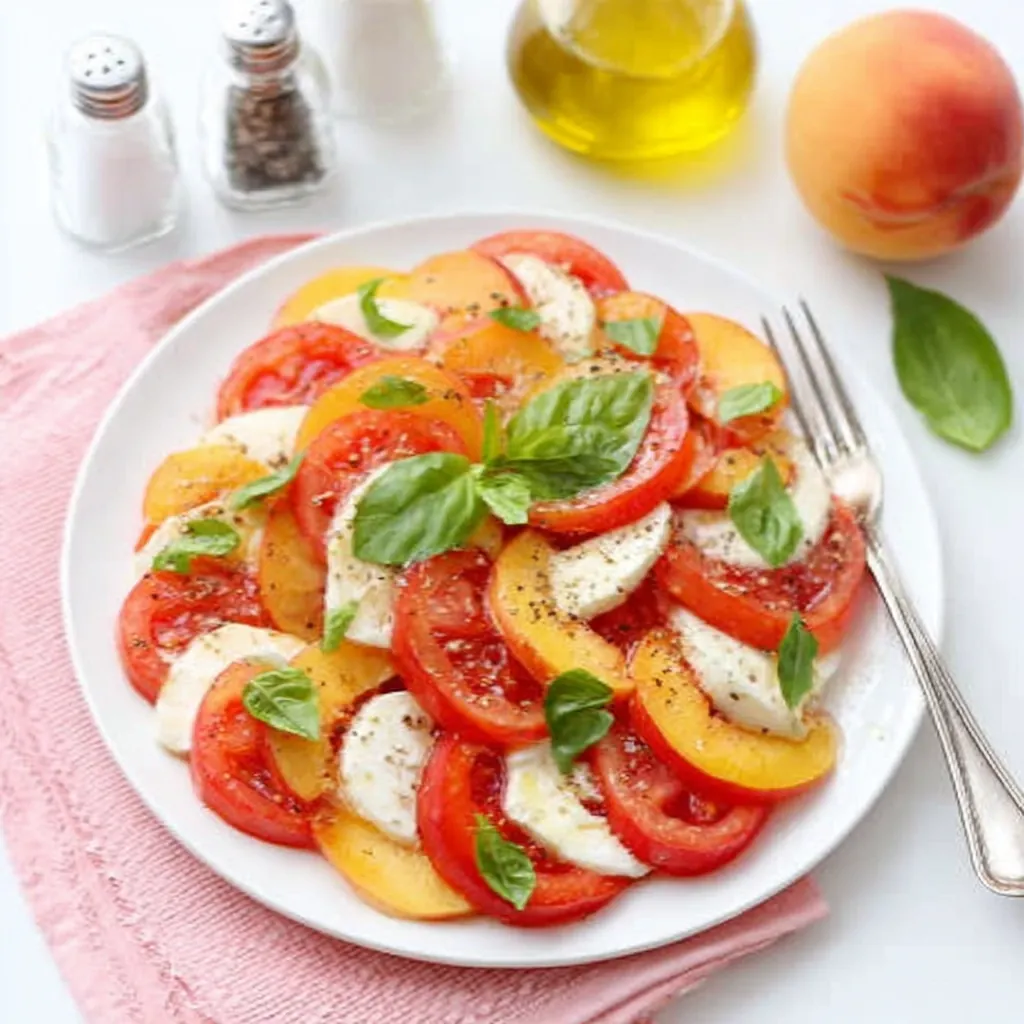 Salade pêches tomates mozzarella