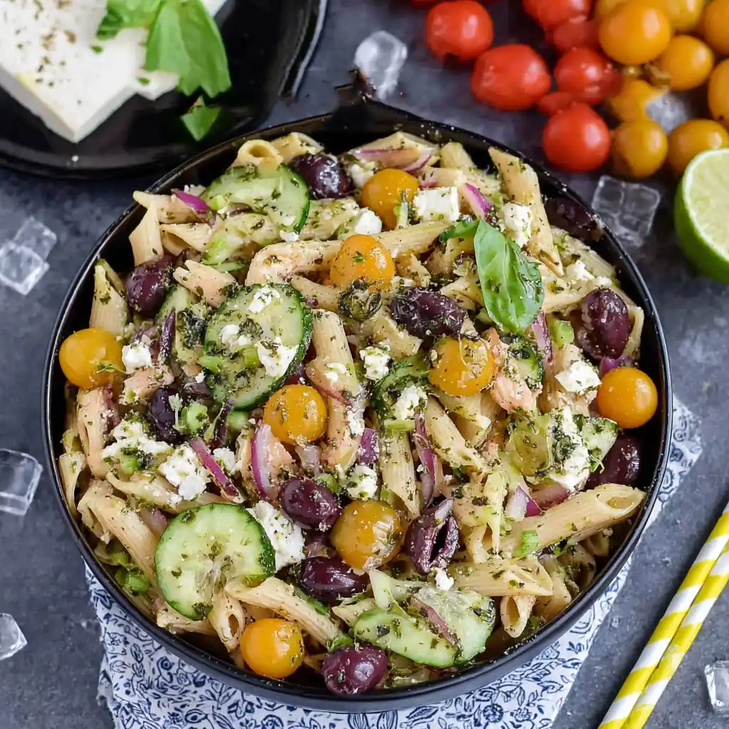 Salade penne feta grecque