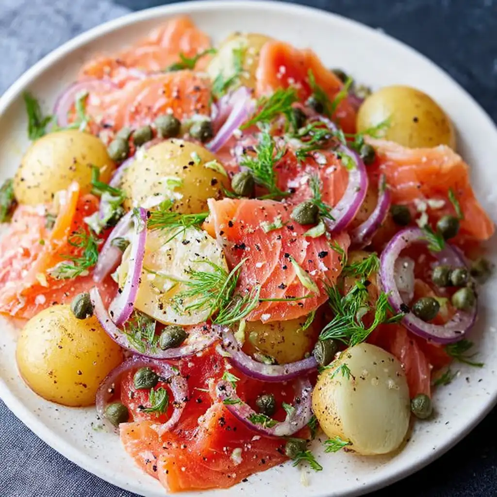 Salade pommes de terre saumon : recette fraîche et facile 4 Salade pommes de terre saumon