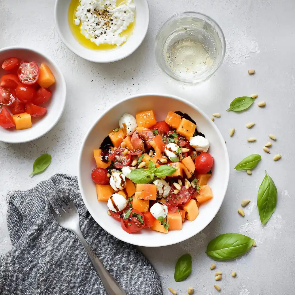 Salade tomates pêches melon