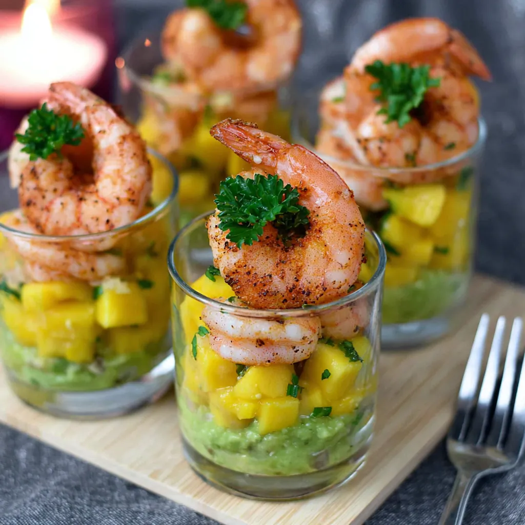 Verrines crevettes mangue