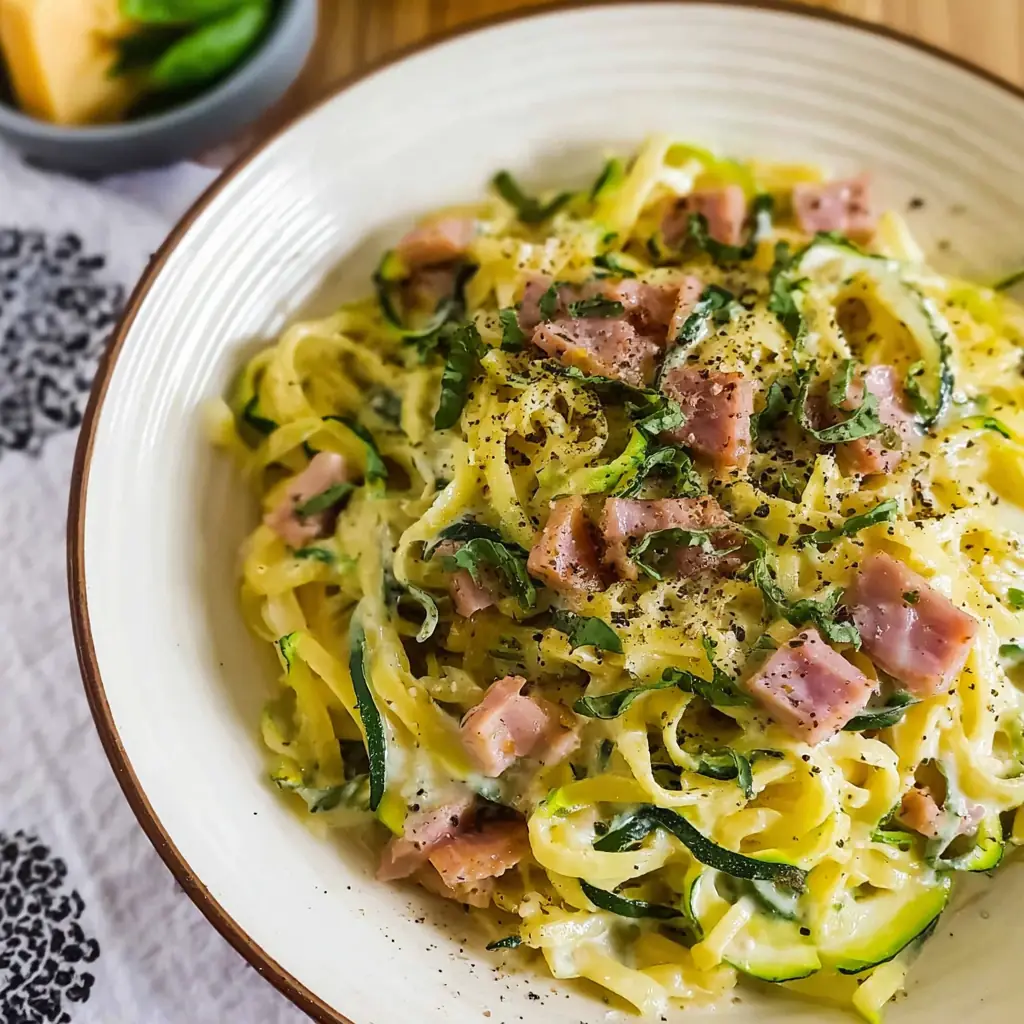 Courgettes carbonara