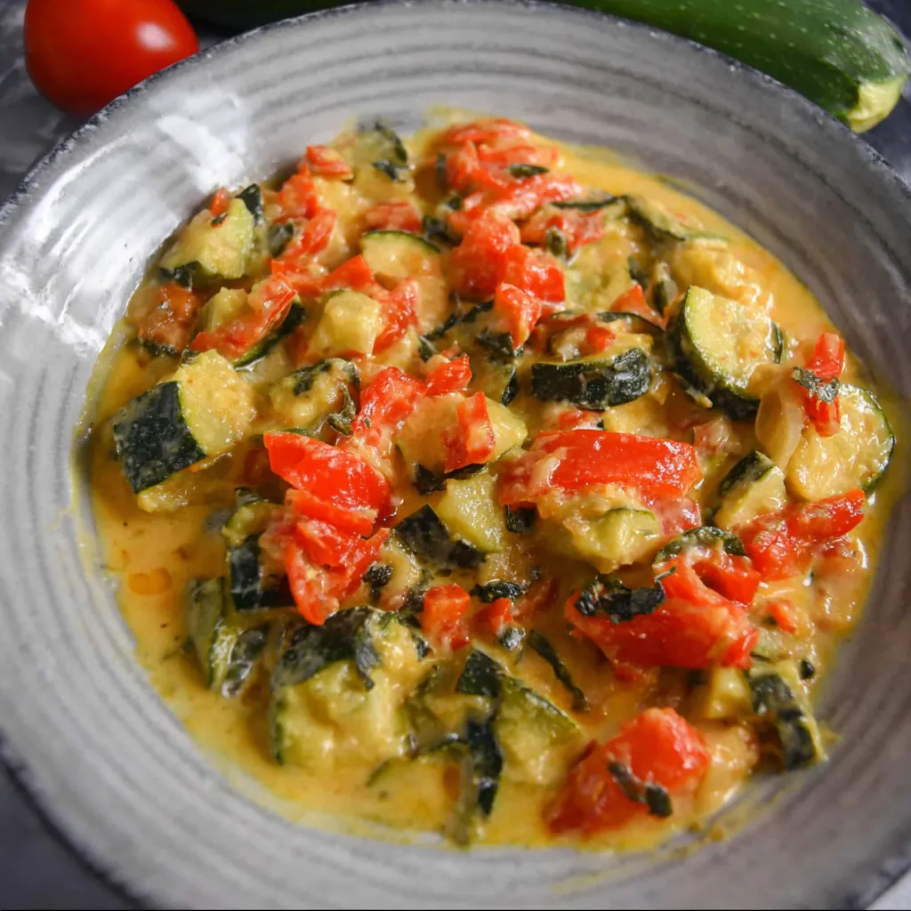 Courgettes poivron crème