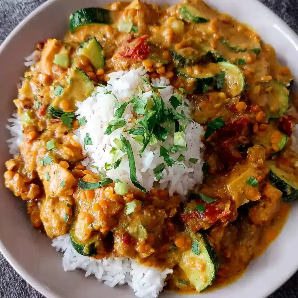 Curry courgettes lentilles corail