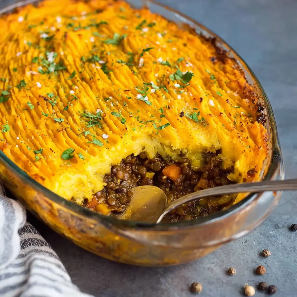 Parmentier vegan potimarron et lentilles, fondant et savoureux 4 Parmentier vegan potimarron
