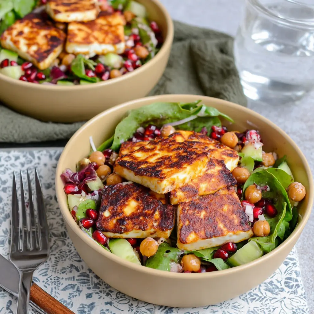 Salade pois chiche halloumi