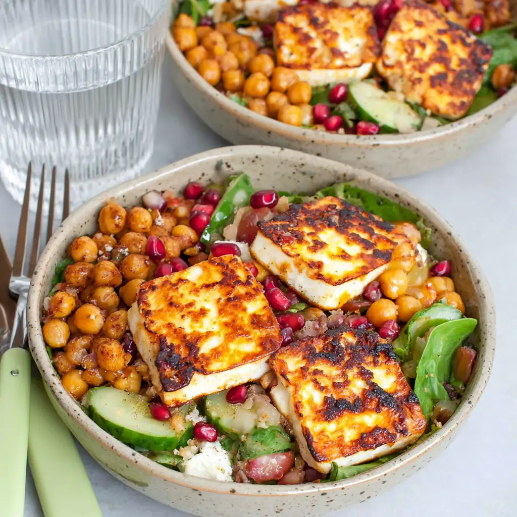 Salade pois chiche halloumi simple, fraîche et gourmande 4 Salade pois chiche halloumi