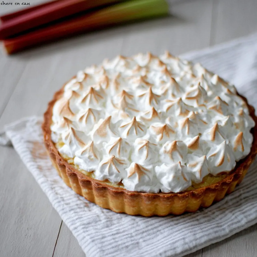 Tarte rhubarbe meringuée