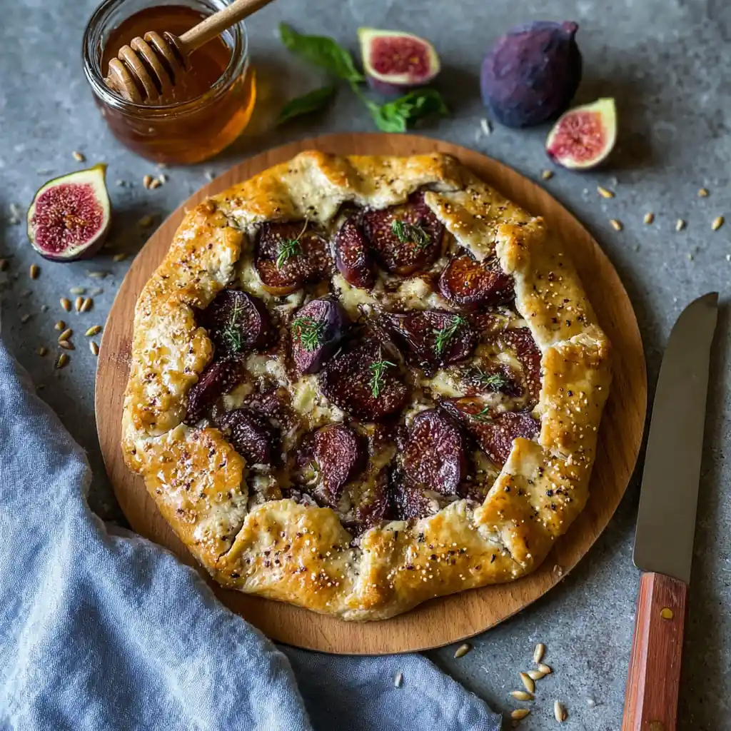 Tarte rustique aux figues, chèvre frais & oignons confits 4 Tarte rustique aux figues