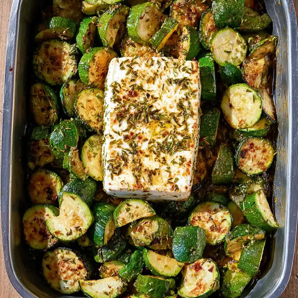 Courgettes feta four