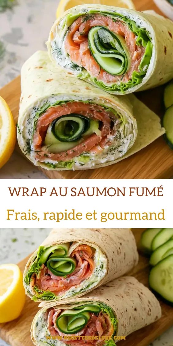 Wrap au saumon fumé, fromage frais et concombre 6 Wrap au saumon fumé