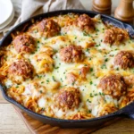 Gratin linguine boulettes