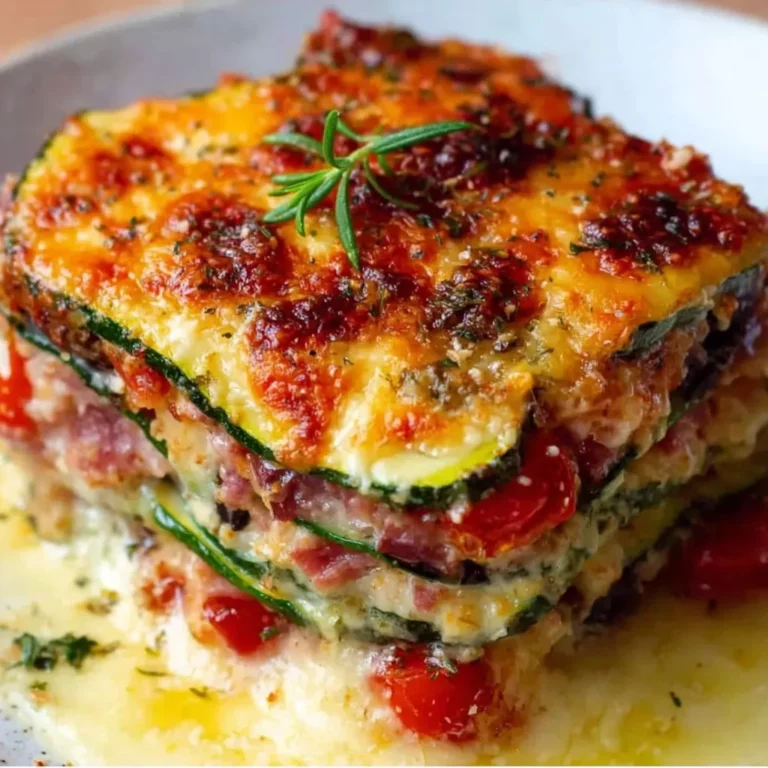 Lasagnes de courgettes au jambon de poulet