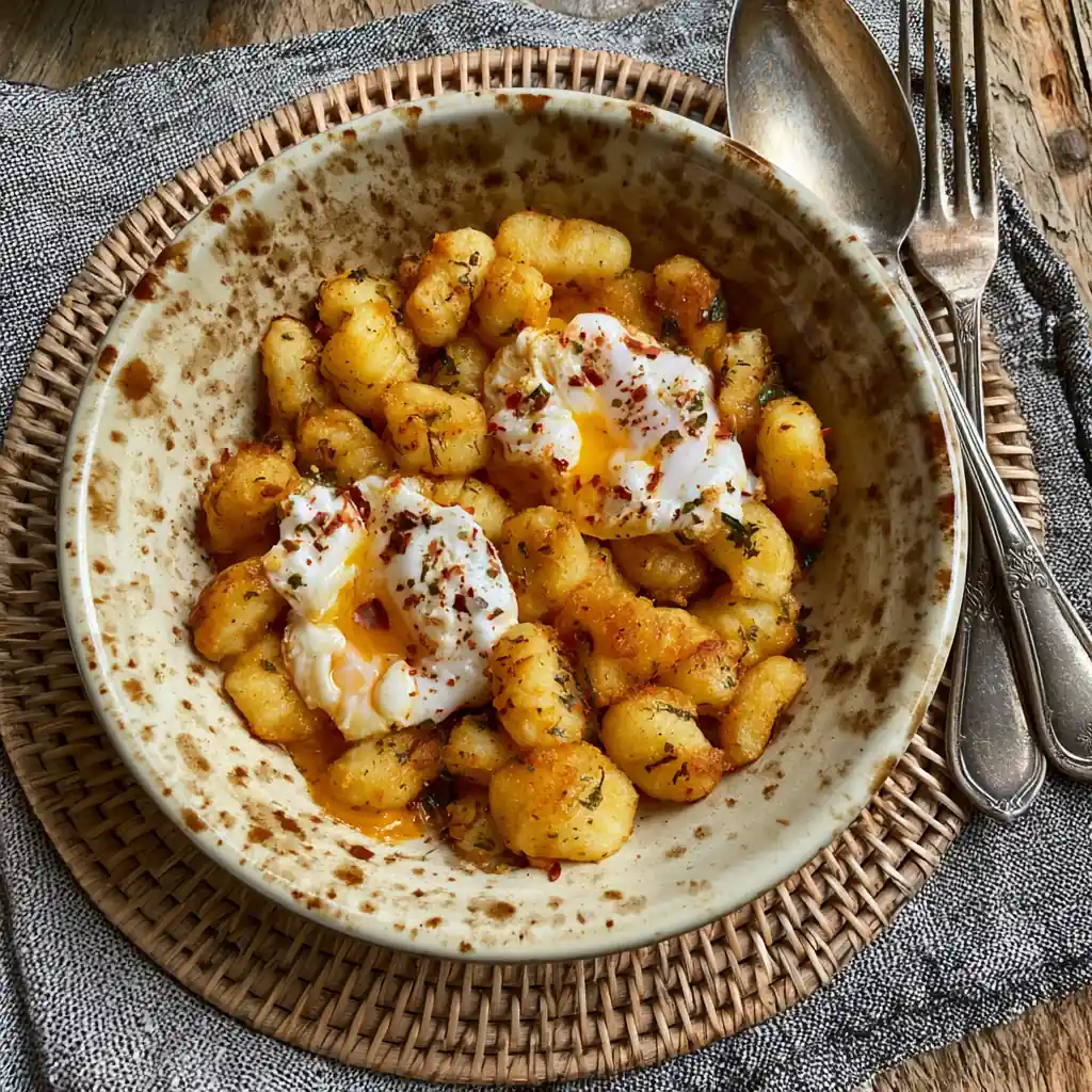 Oeufs cocotte et gnocchis