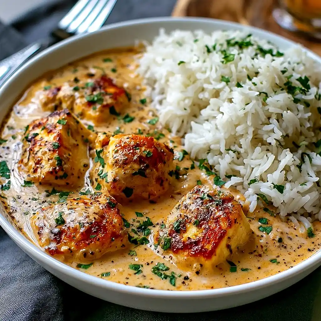 Poulet crémeux et riz