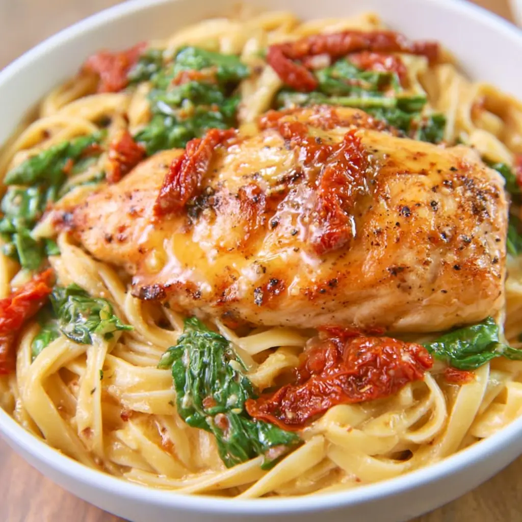 Poulet sauce toscane crémeux aux épinards et tomates séchées 5 Poulet sauce toscane