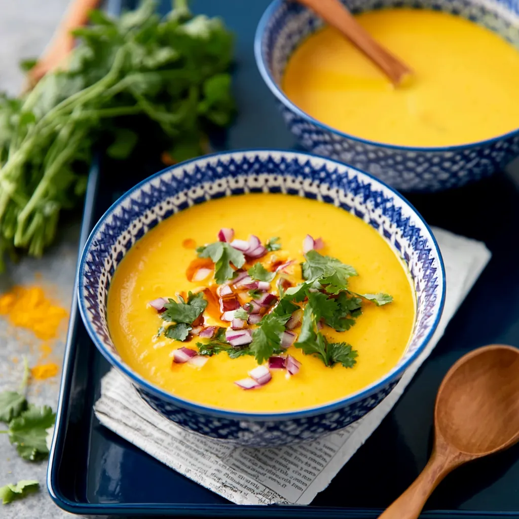 Soupe de carottes au lait de coco, curcuma et coriandre 5 Soupe de carottes