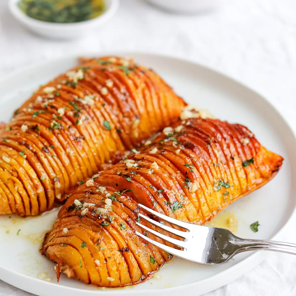 Butternut hasselback au four, tendre et joliment dorée 5 Butternut hasselback au four