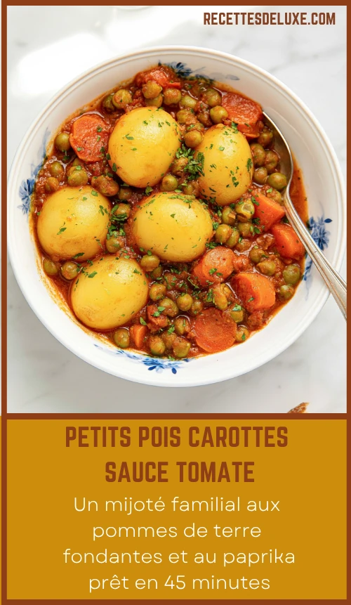 Petits pois carottes sauce tomate : recette fondante aux pommes de terre 6 Petits pois carottes sauce tomate