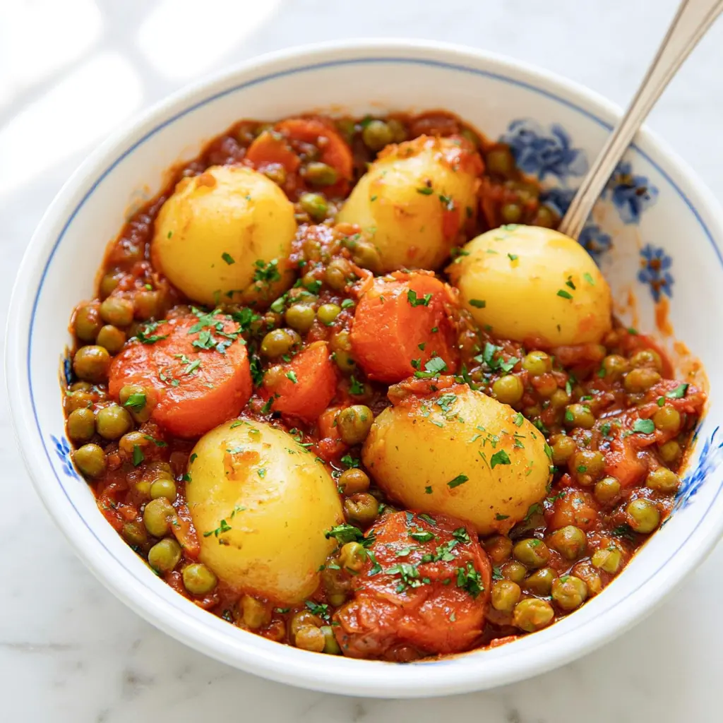 Petits pois carottes sauce tomate